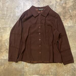 canyon road vintage suede button up shirt with unique stitching. size large